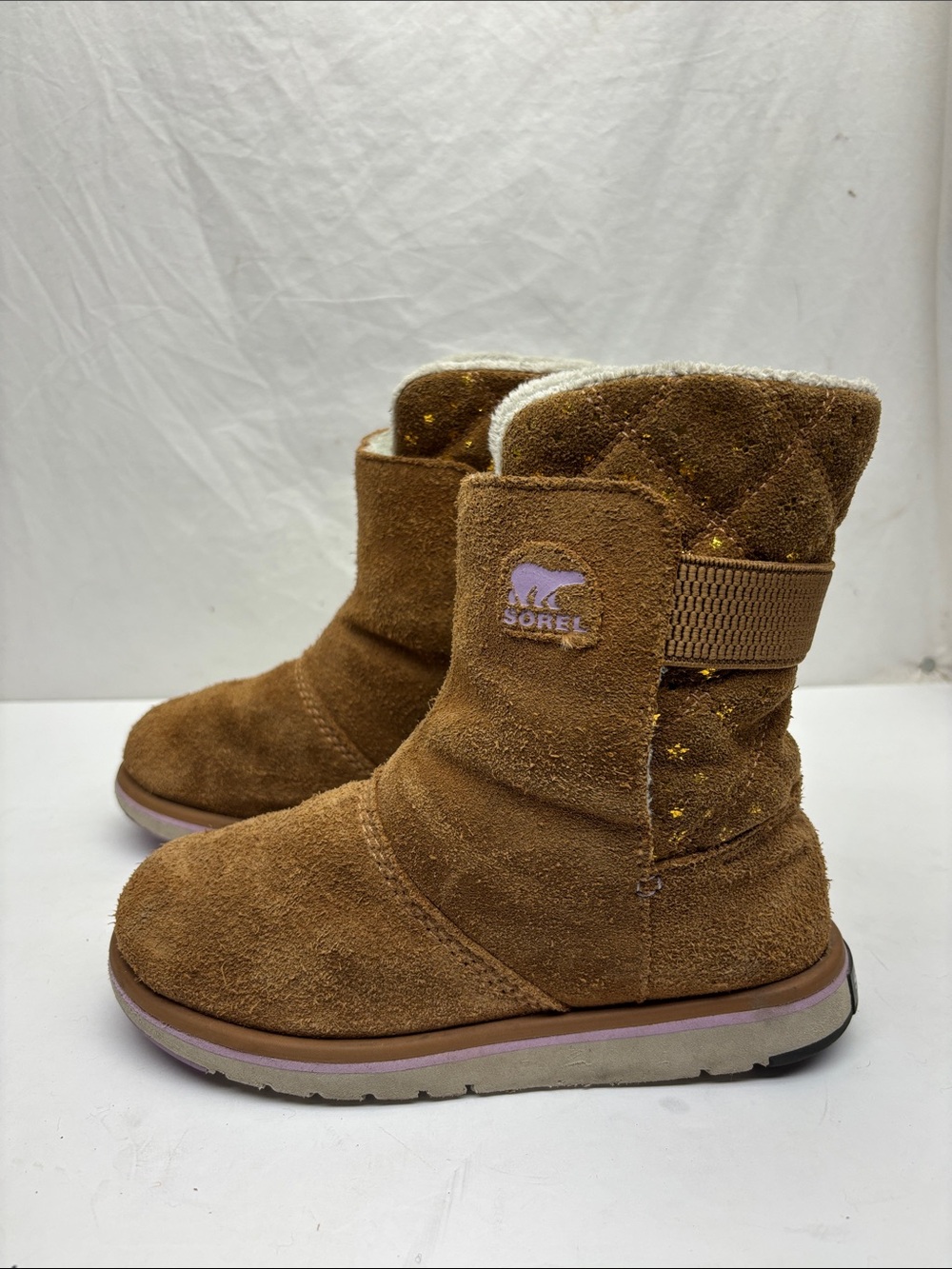 Sorel Kids Suede Winter Boots - Cozy Lined Ankle Boot, SZ 3 little girl, box 75
